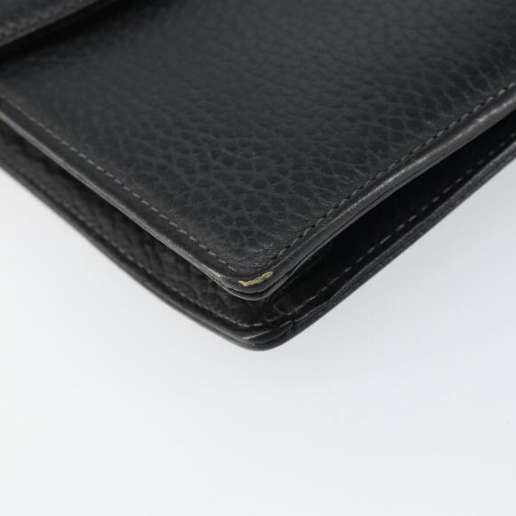 Burberrys Clutch Bag Leather Black Auth ka790